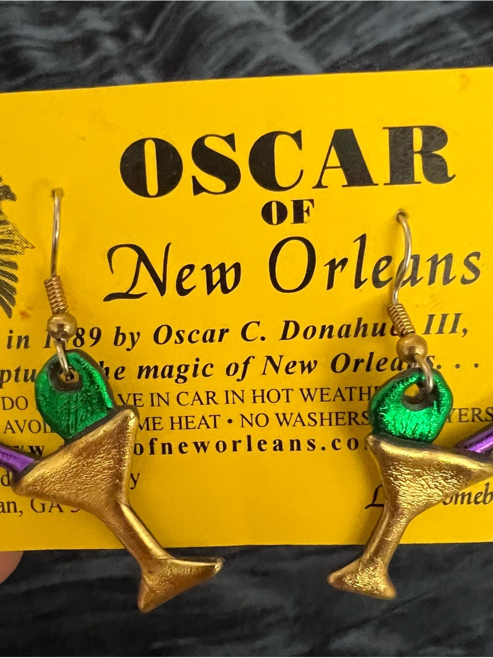 Green & Gold Martini Dangle Earrings